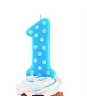 UPC 021466321676 product image for Boys Blue 1st Birthday Polka Dot Candle - Blue | upcitemdb.com