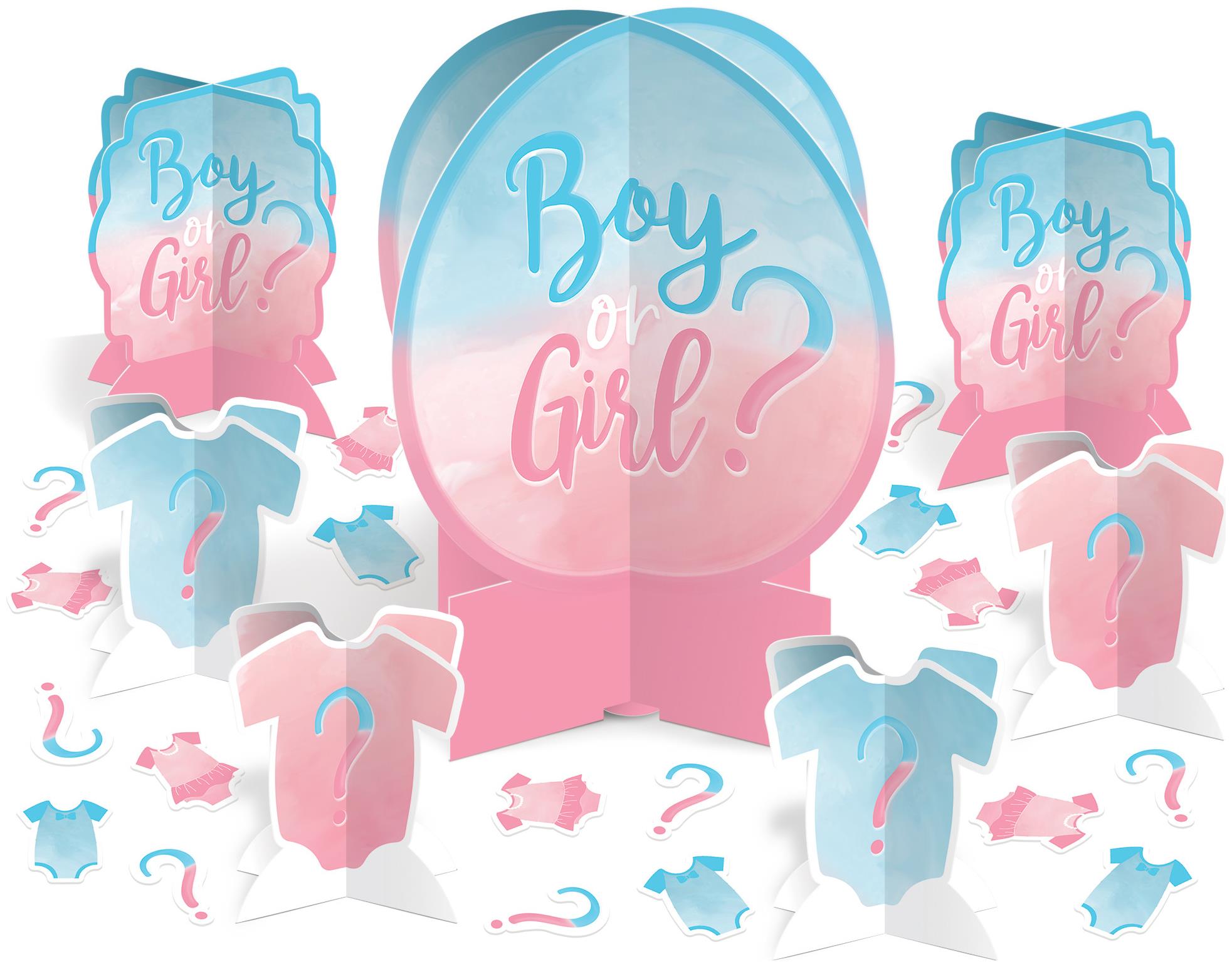 Boy or Girl Gender Reveal Table Centerpiece Decorating Kit - PartyBell.com