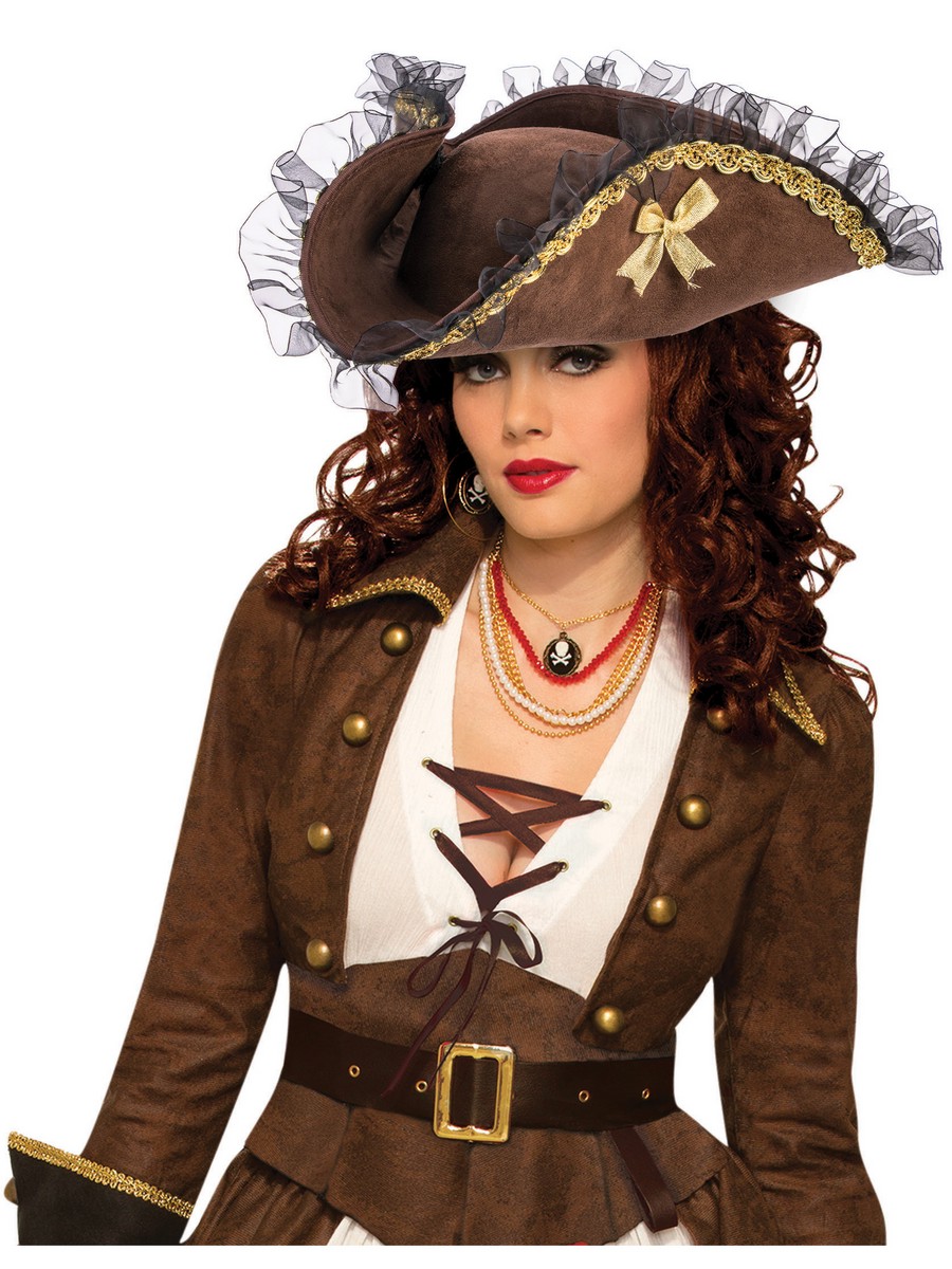 Brown Tricorn Pirate Adult Hat - PartyBell.com