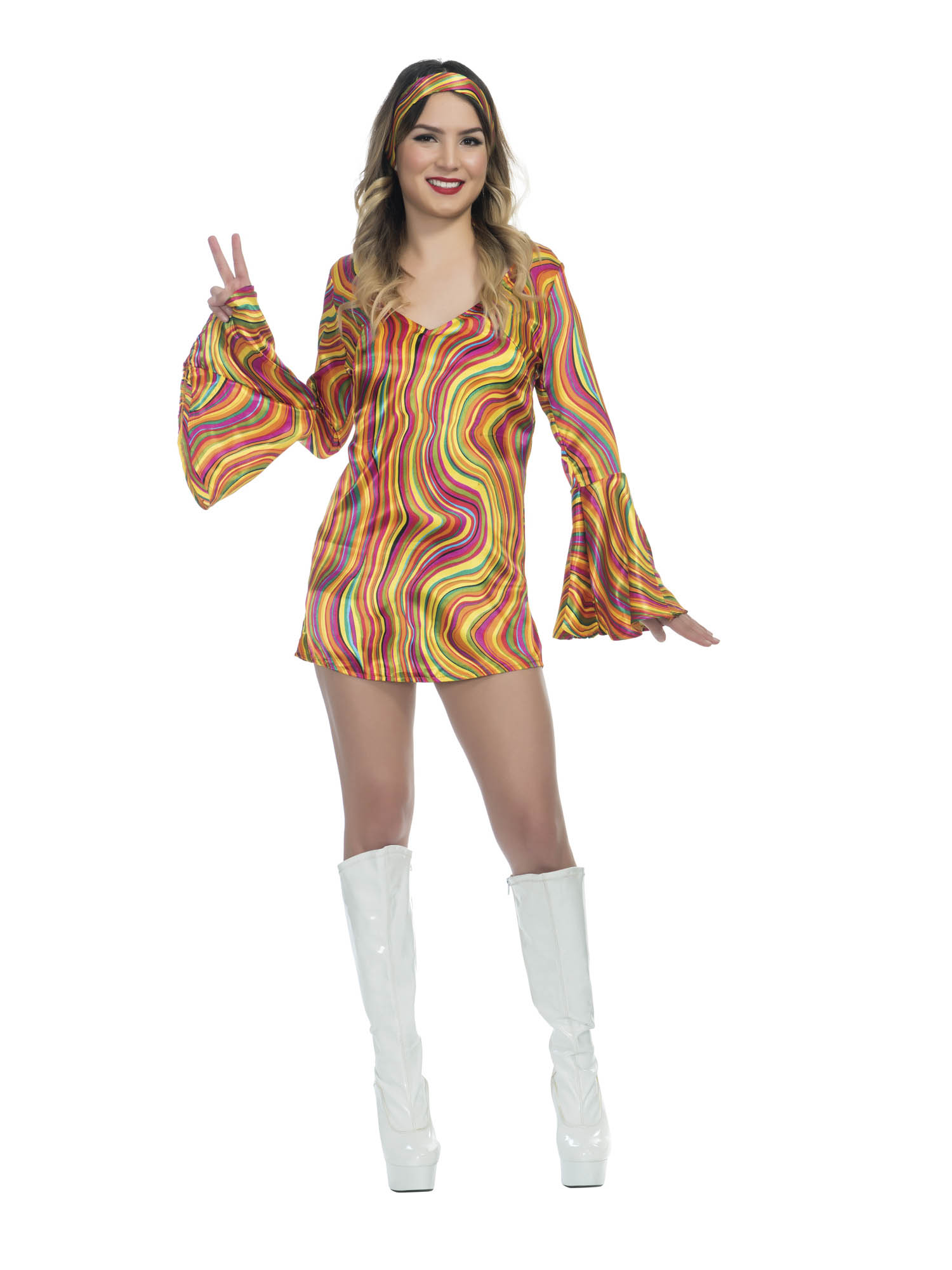 Girls Rainbow Lights Disco Diva Costume - PartyBell.com