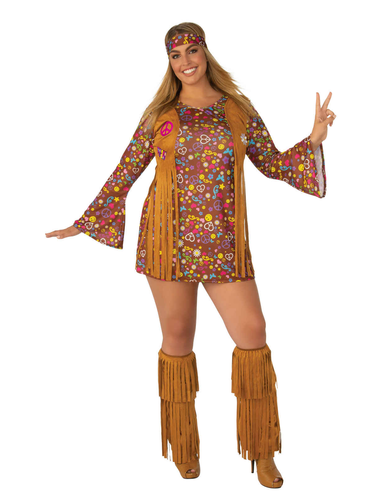 Plus Size Peace And Love Hippie Costume - PartyBell.com