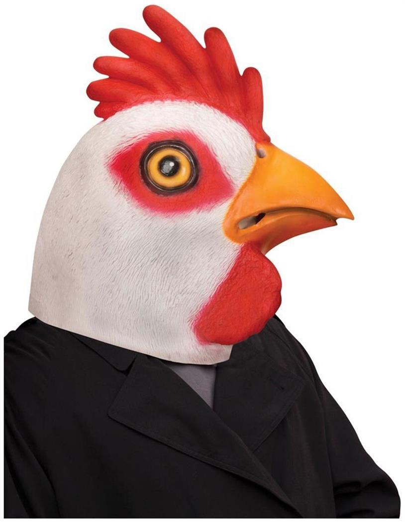 Cocky Chicken Adult Costume Latex Mask - PartyBell.com