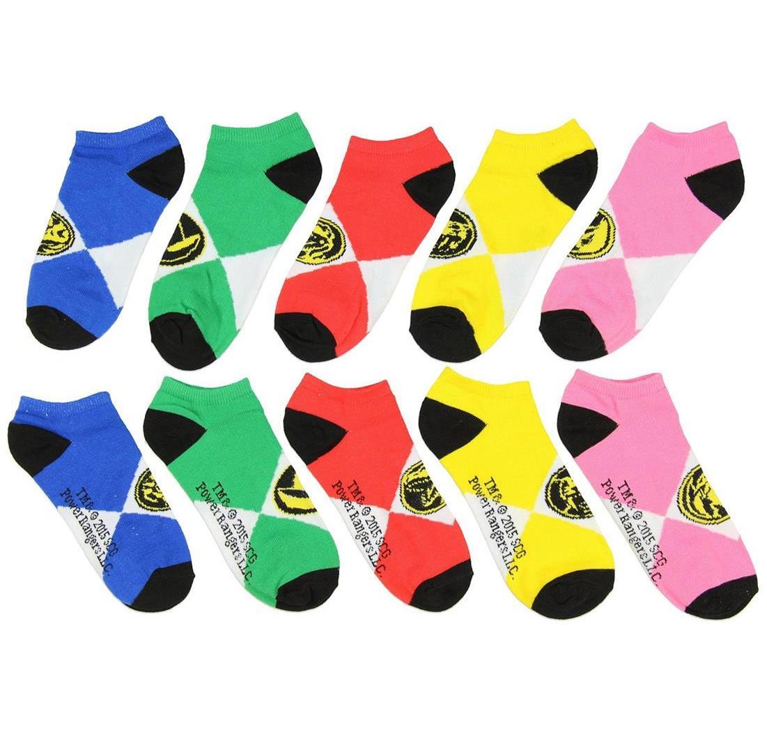 Power Rangers Ankle Socks 5 Pack Yellow Red Green Blue And Pink Partybell Com
