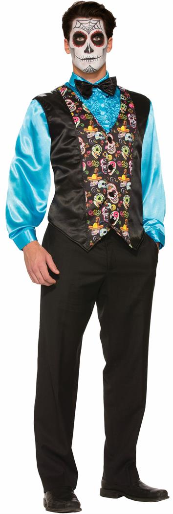 Day Of The Dead Men's Skull Costume Vest One Size - PartyBell.com