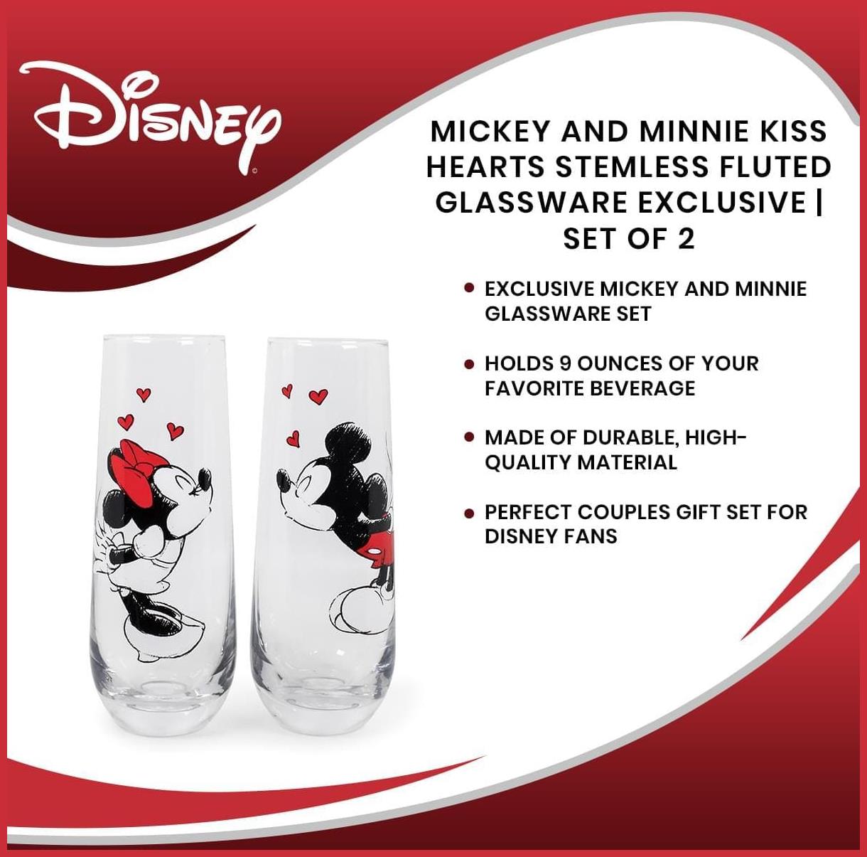 Disney Mickey and Minnie 9-Ounce Stemless Fluted Glassware | Set of 2