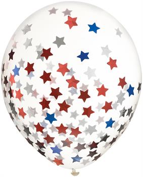 12 in. Patriotic Stars Confetti Latex Balloons