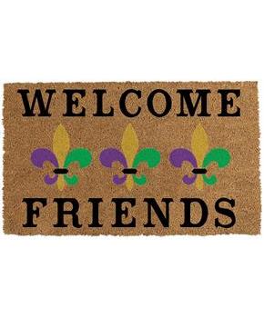 17.75 x 29.5 in. Mardi Gras Welcome Friends Coir Doormat
