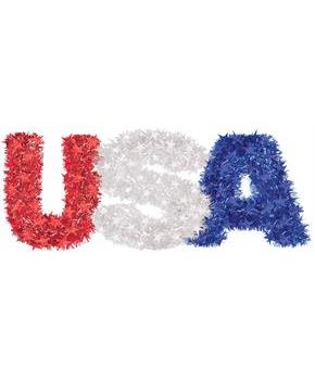 8.3 in.x22.8 in. USA Tinsel Hanging Decoration