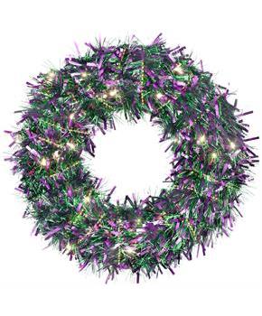 17 in. Light-Up Mardi Gras Tinsel Wreath