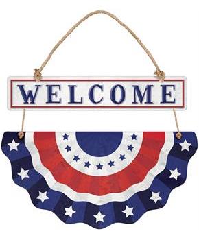 12 in. Metal Bunting Welcome Sign
