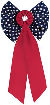 28 in. Patriotic Flocked Bow with Rosette