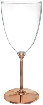 Premium 14 oz. Clear Plastic Wine Goblets with Rose Gold Stems