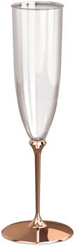Premium 4.5 oz. Clear Plastic Champagne Flutes with Rose Gold Stems