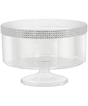 Large Clear Plastic Trifle Container with Silver Gems