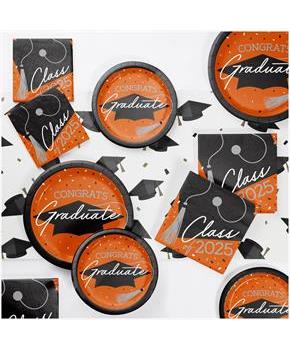 Orange Graduation Class of 2025 Tableware Kit