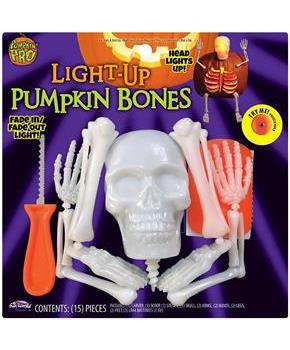 Halloween Light Up Skellington Bones Pumpkin Carving & Decorating Kit ...
