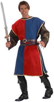 Medieval Red And Blue Tabard Adult Male Costume - PartyBell.com